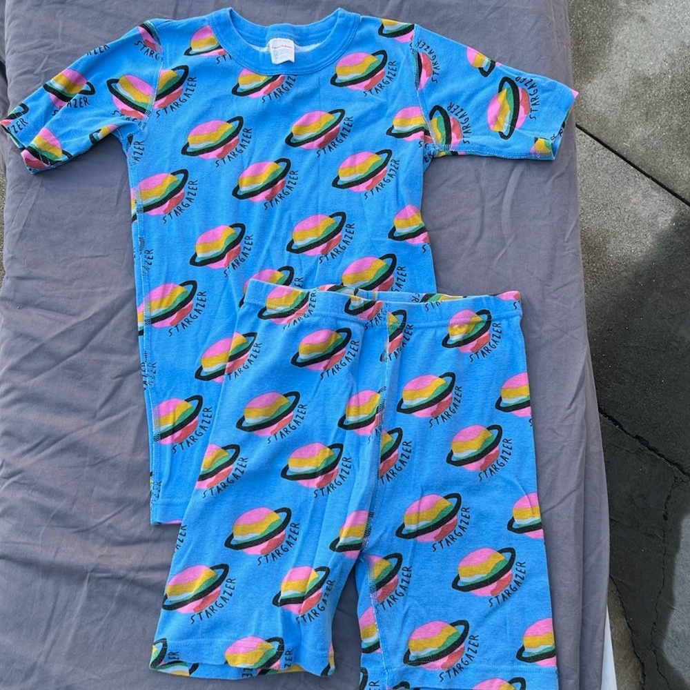 Hanna Andersson Boys Blue Stargazer Pajama Set, Size 14